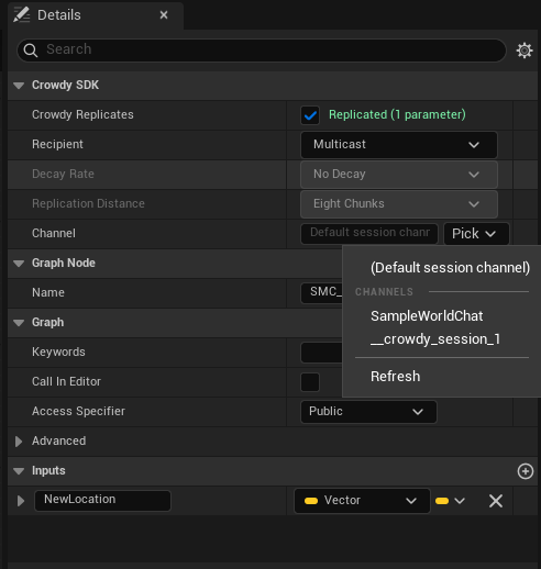 Channel field on a replicated Custom Event
