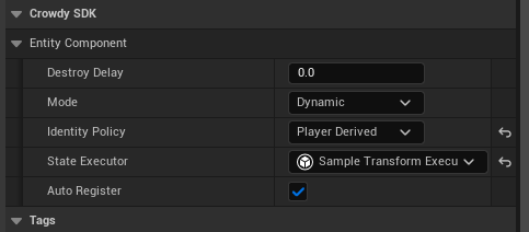 Set Mode and Identity Policy in the Details panel
