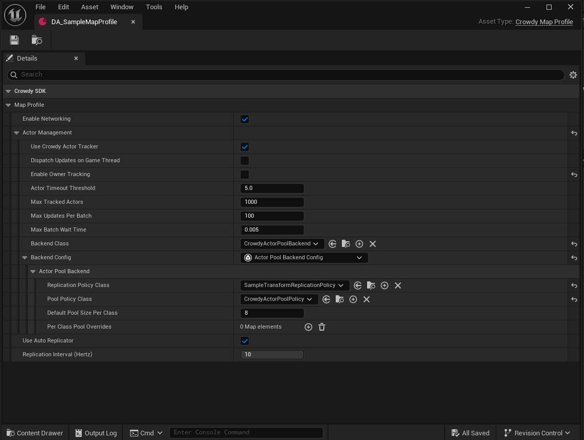 Map profile actor management with backend class and backend config fields